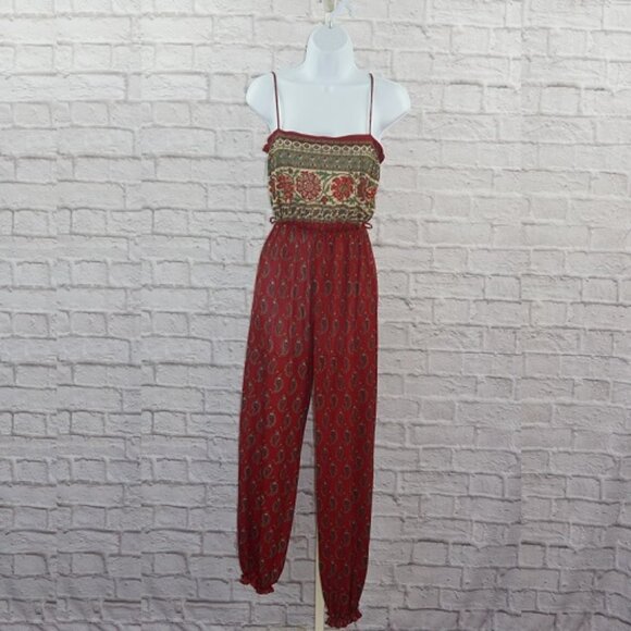 Vintage 70s Paisley Floral Romper - Picture 1 of 12